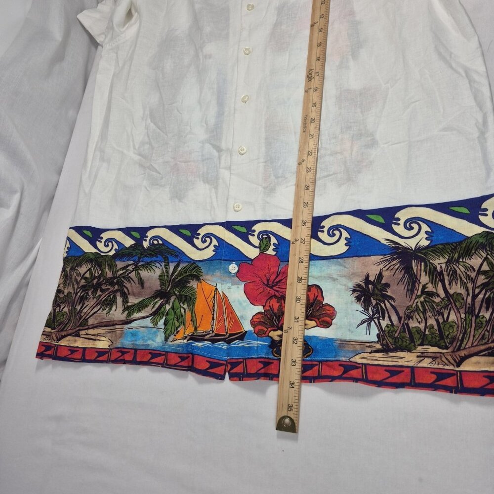 Caribbean Men' Shirt Size XLT Tall Linen Blend Short Sleeve button Up White (44) - Picture 11 of 12